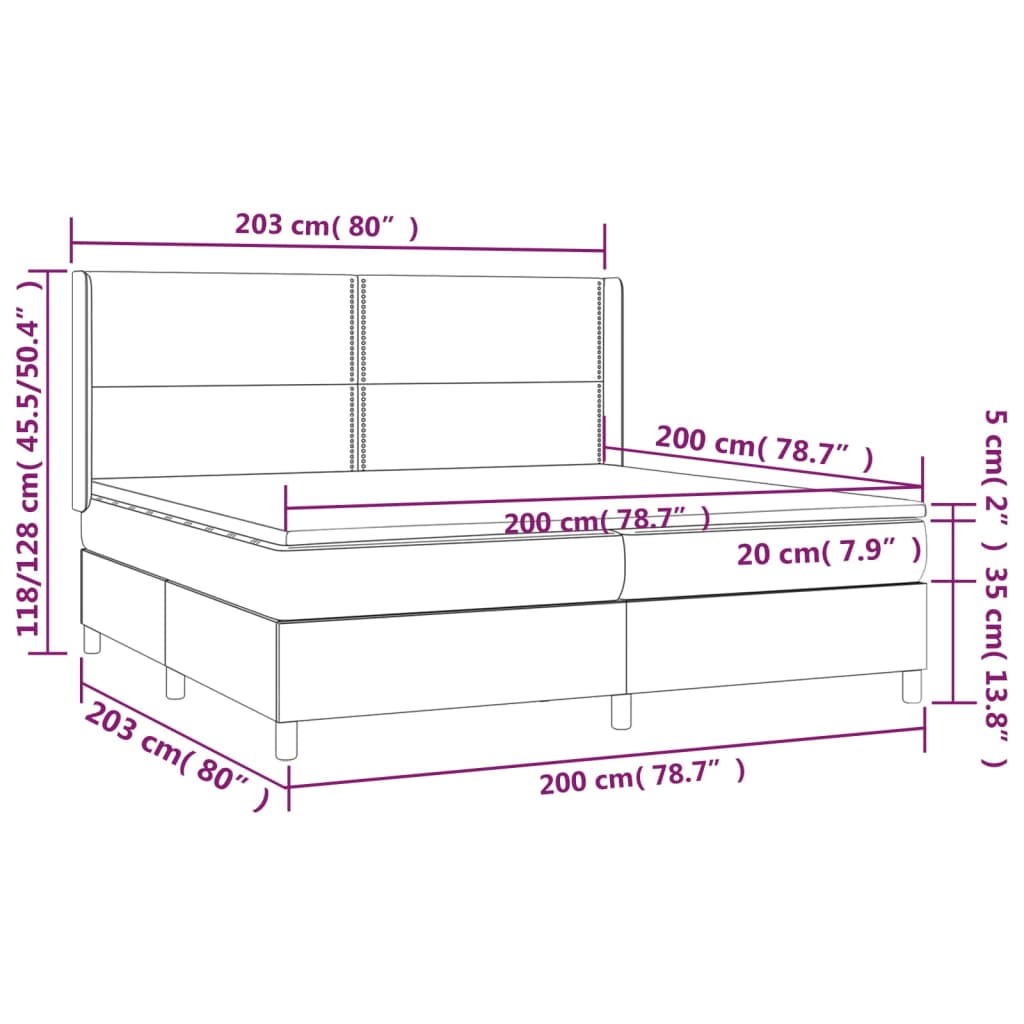 kontinentalseng med madras 200x200 cm stof sort