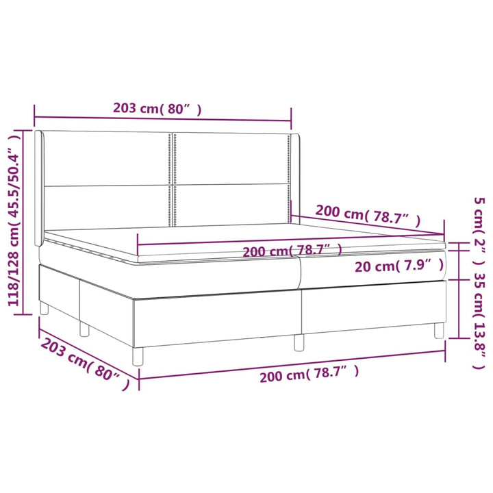kontinentalseng med madras 200x200 cm stof sort
