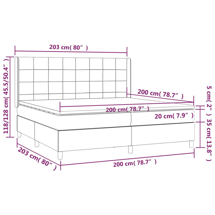 kontinentalseng med madras 200x200 cm stof sort