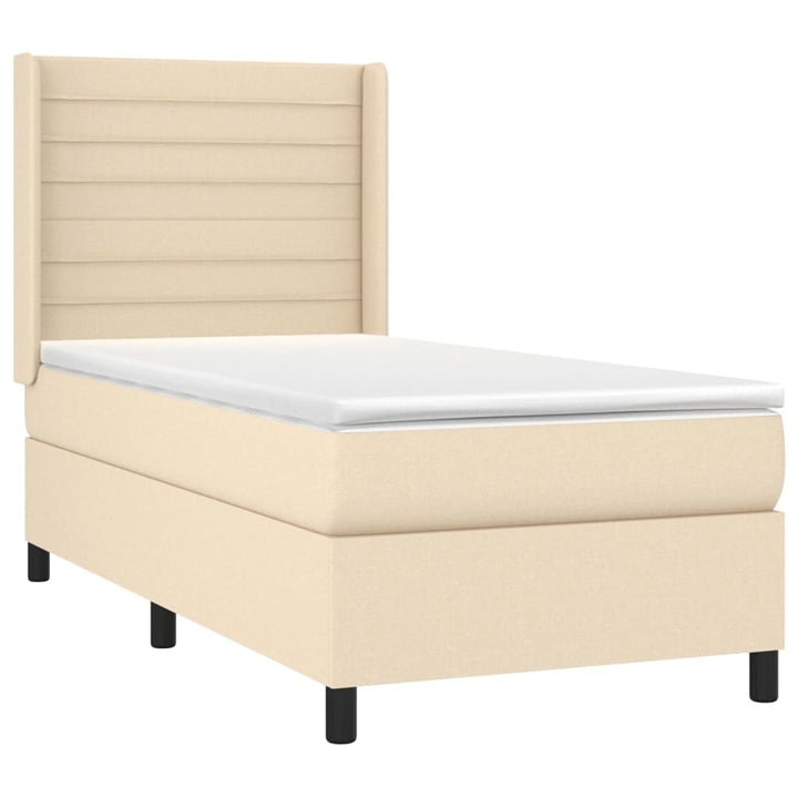 kontinentalseng med madras 90x190 cm stof cremefarvet