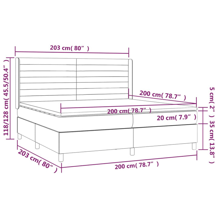 kontinentalseng med madras 200x200 cm stof sort