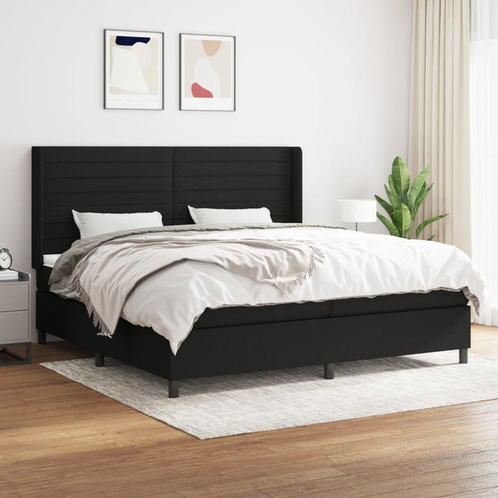 kontinentalseng med madras 200x200 cm stof sort