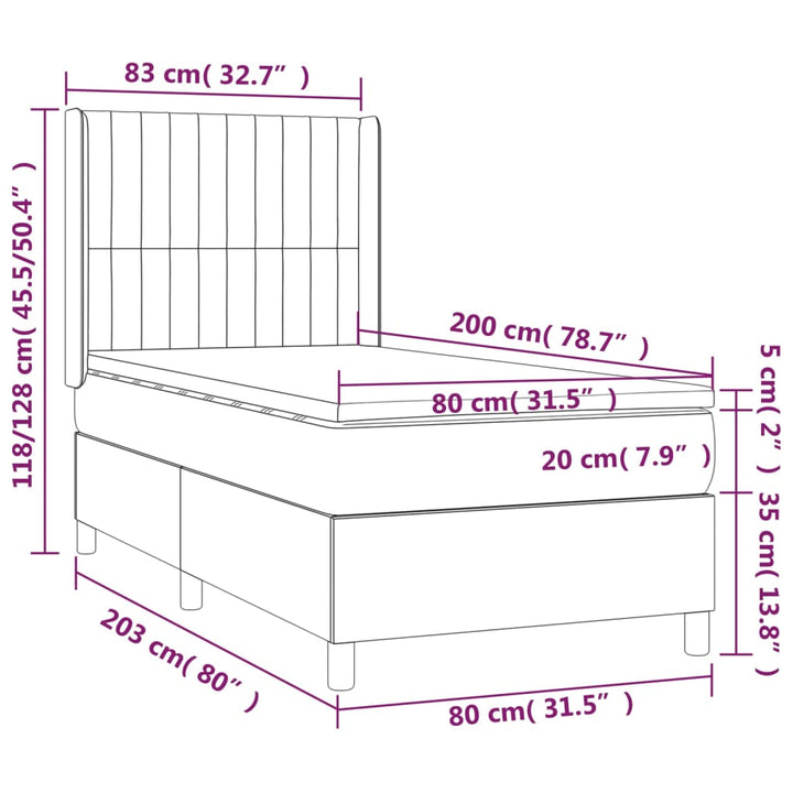 kontinentalseng med madras 80x200 cm stof mørkebrun
