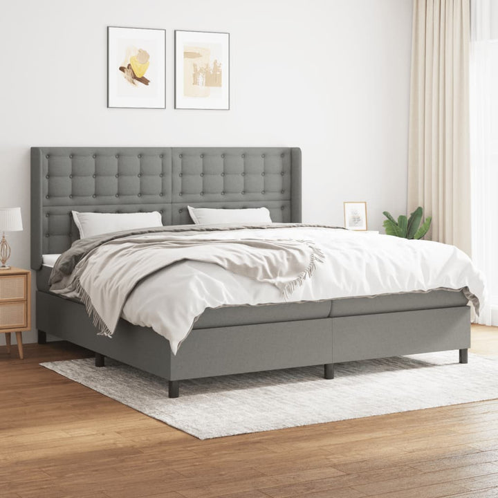 kontinentalseng med madras 200x200 cm stof mørkegrå