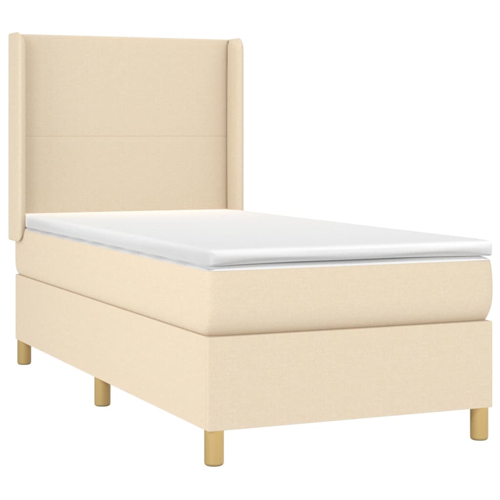 kontinentalseng med madras 90x190 cm stof cremefarvet