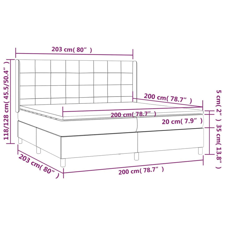 kontinentalseng med madras 200x200 cm stof sort