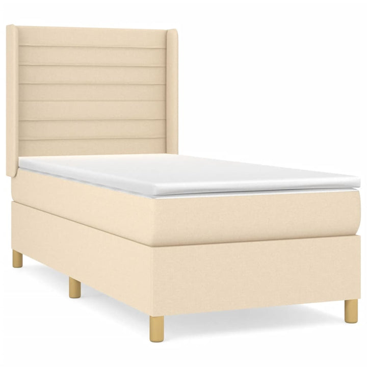 kontinentalseng med madras 90x190 cm stof cremefarvet