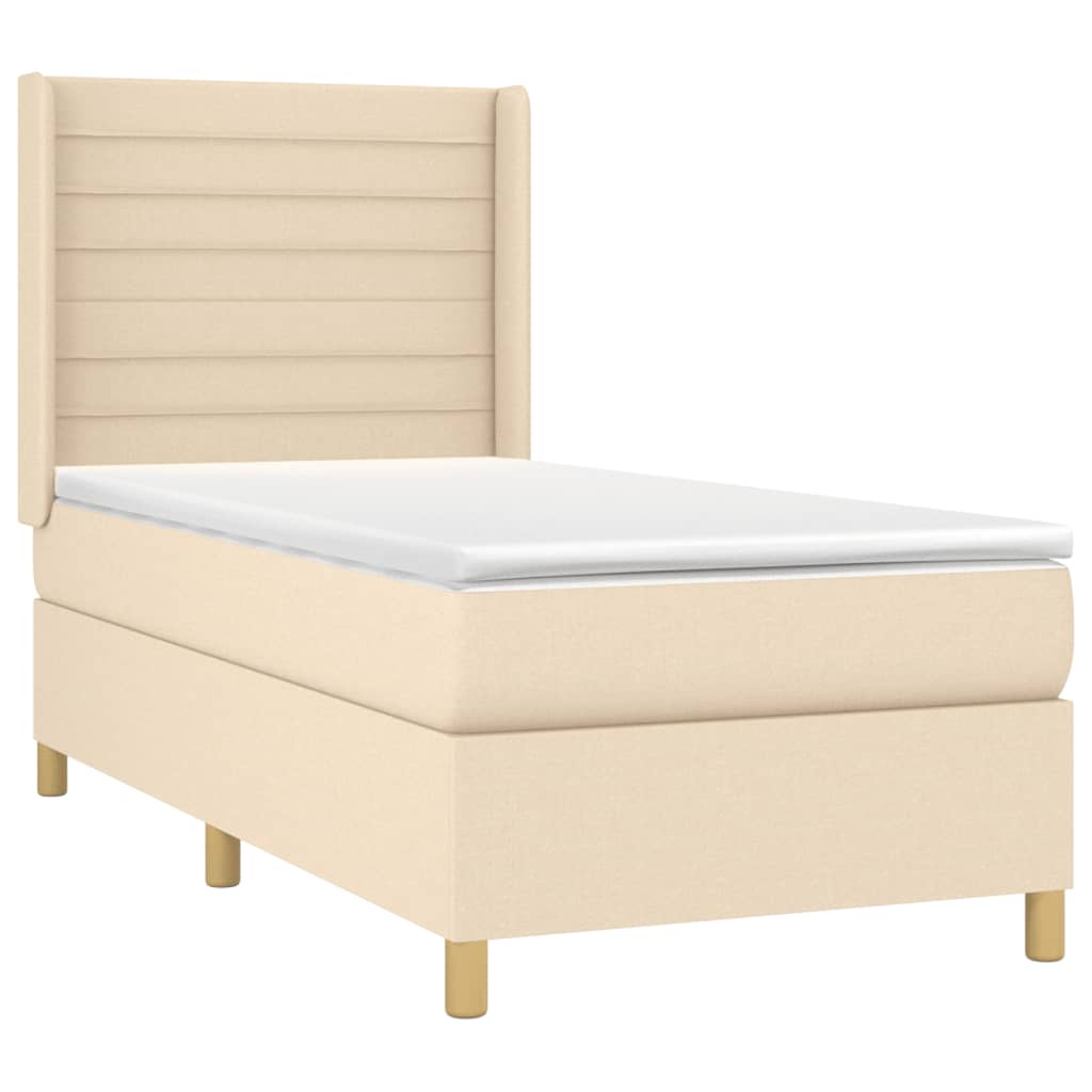 kontinentalseng med madras 90x190 cm stof cremefarvet