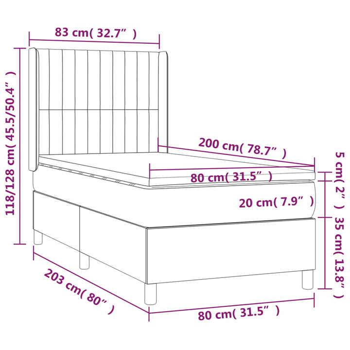kontinentalseng med madras 80x200 cm stof gråbrun