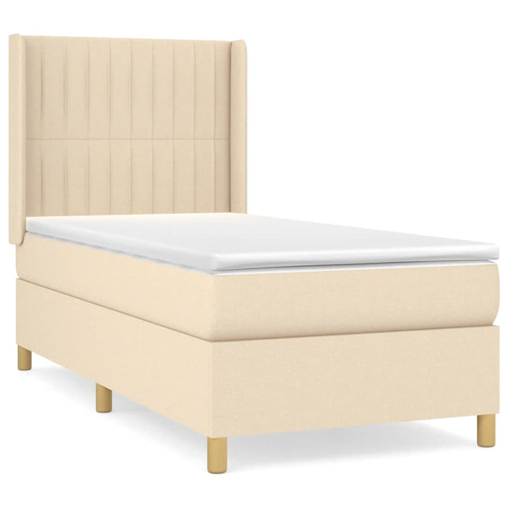 kontinentalseng med madras 90x190 cm stof cremefarvet