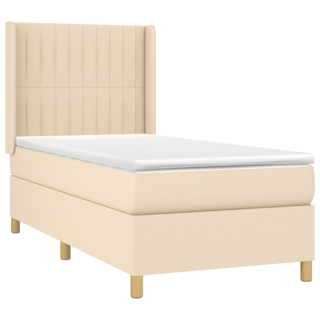 kontinentalseng med madras 90x190 cm stof cremefarvet