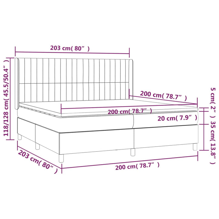 kontinentalseng med madras 200x200 cm stof sort