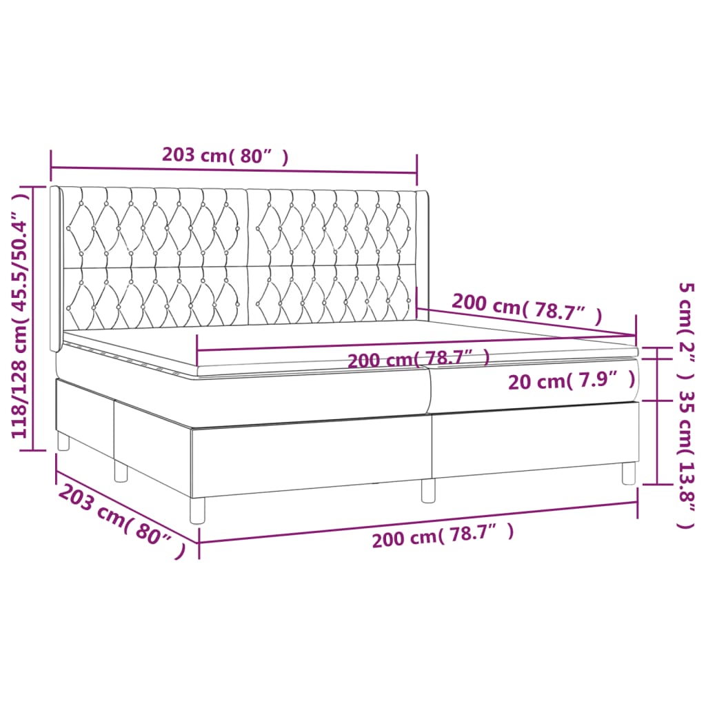 kontinentalseng med madras 200x200 cm stof sort
