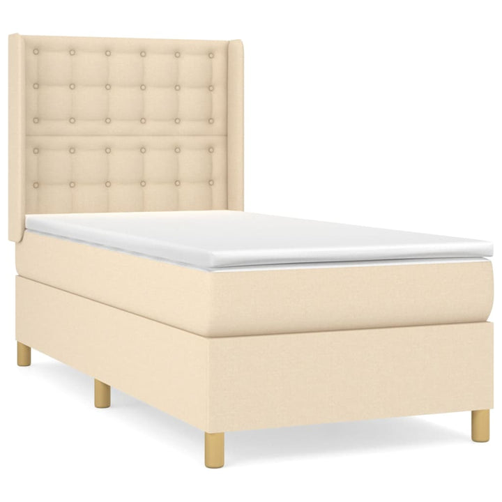 kontinentalseng med madras 90x190 cm stof cremefarvet