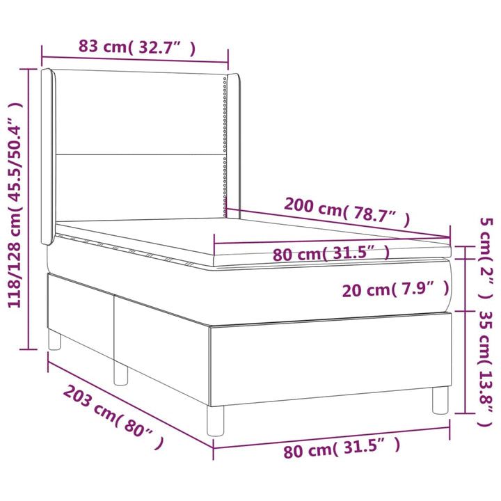 kontinentalseng med madras 80x200 cm kunstlæder sort