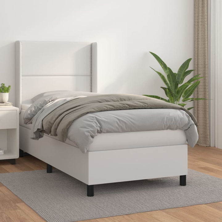 kontinentalseng med madras 90x190 cm kunstlæder hvid