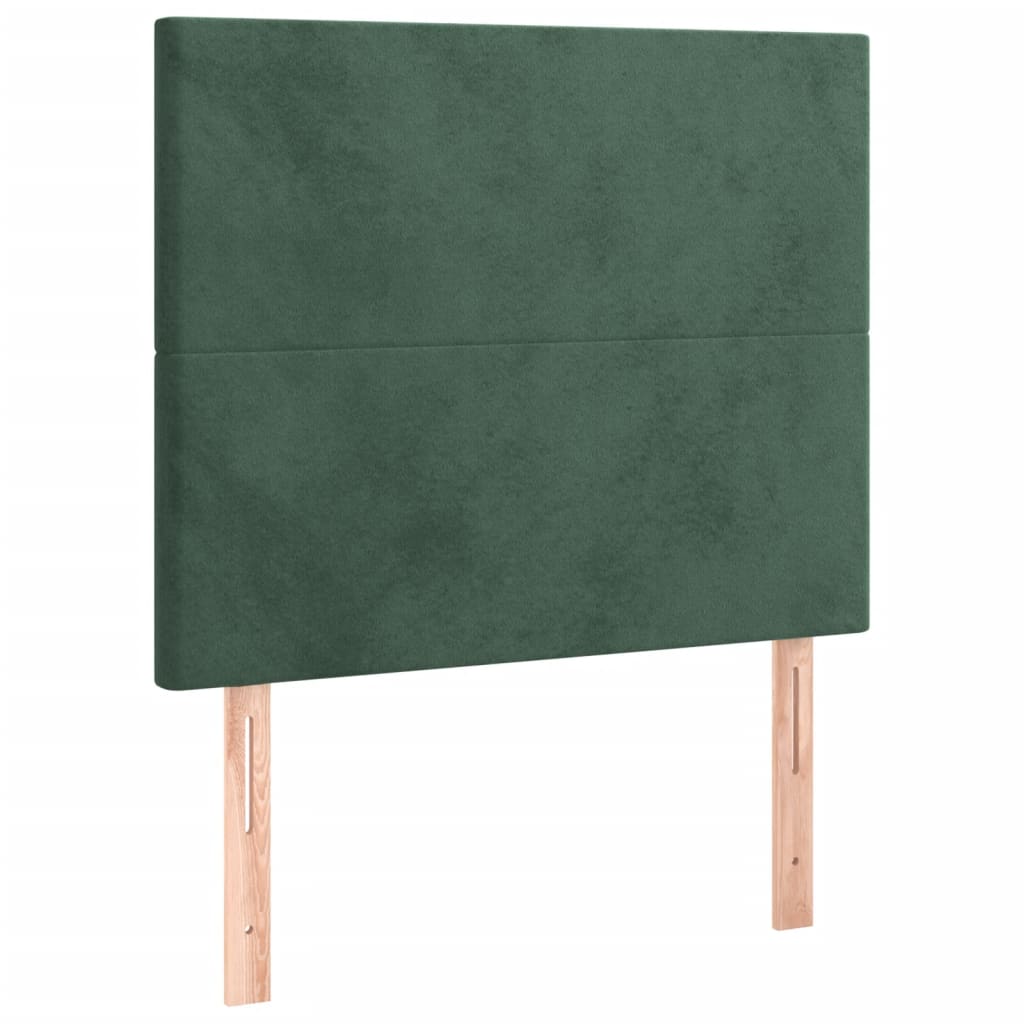 kontinentalseng med madras 90x190 cm fløjl mørkegrøn