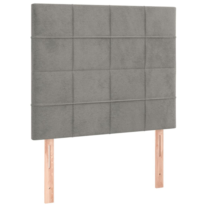 kontinentalseng med madras 90x190 cm fløjl lysegrå