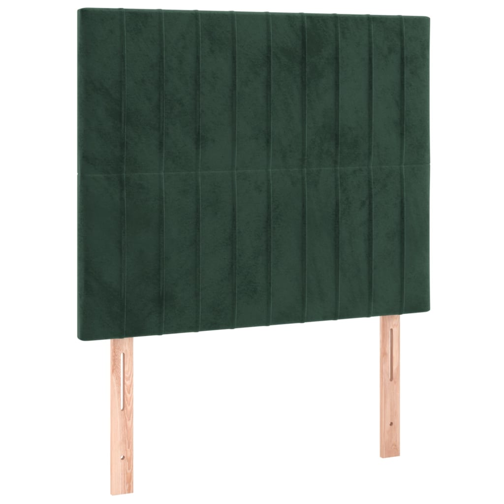 kontinentalseng med madras 90x190 cm fløjl mørkegrøn