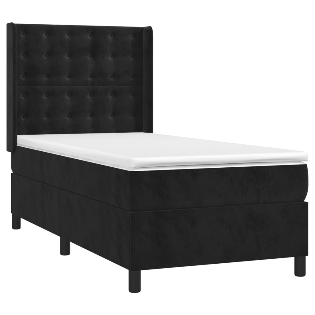 kontinentalseng med madras 90x190 cm fløjl sort