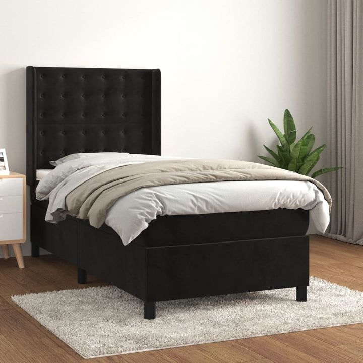 kontinentalseng med madras 90x190 cm fløjl sort