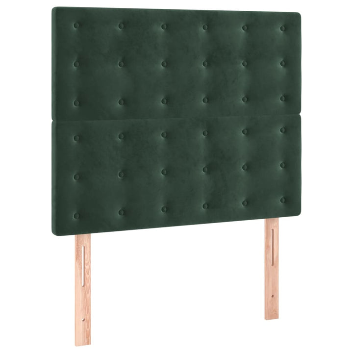 kontinentalseng med madras 90x190 cm fløjl mørkegrøn