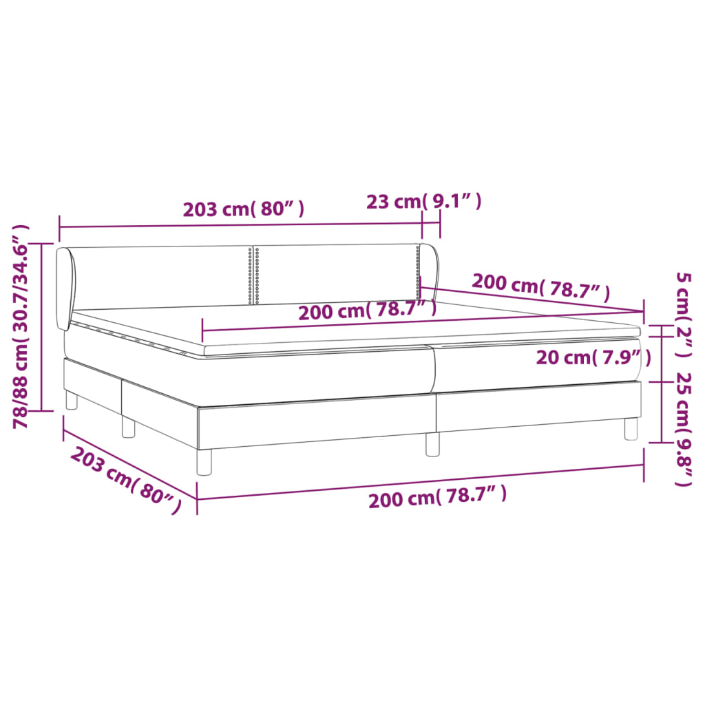 kontinentalseng med madras 200x200 cm stof sort
