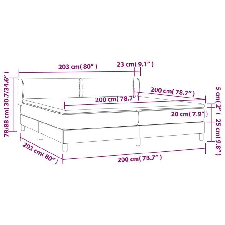 kontinentalseng med madras 200x200 cm stof sort