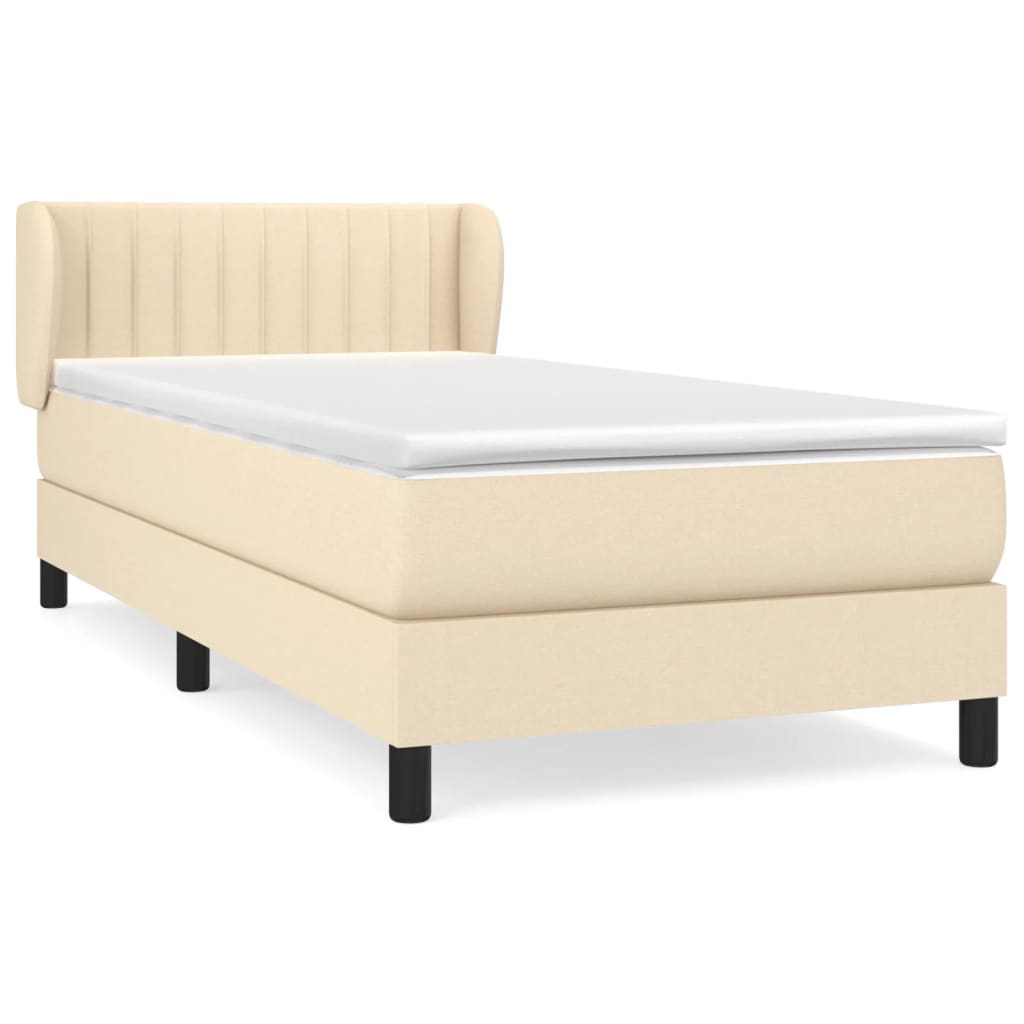 kontinentalseng med madras 90x190 cm stof cremefarvet