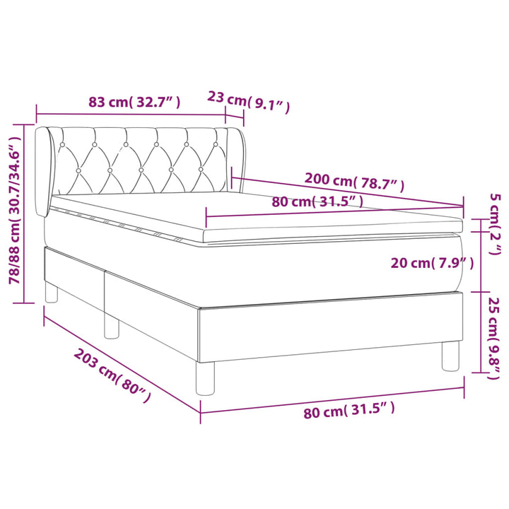 kontinentalseng med madras 80x200 cm stof cremefarvet