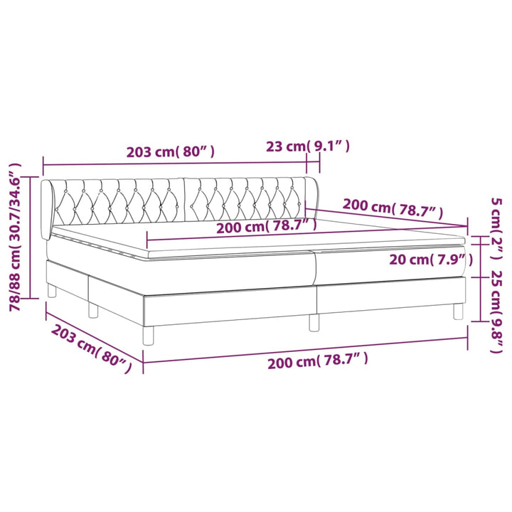 kontinentalseng med madras 200x200 cm stof sort