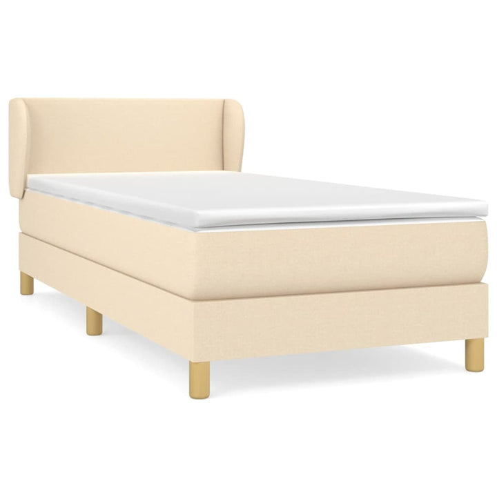 kontinentalseng med madras 90x190 cm stof cremefarvet