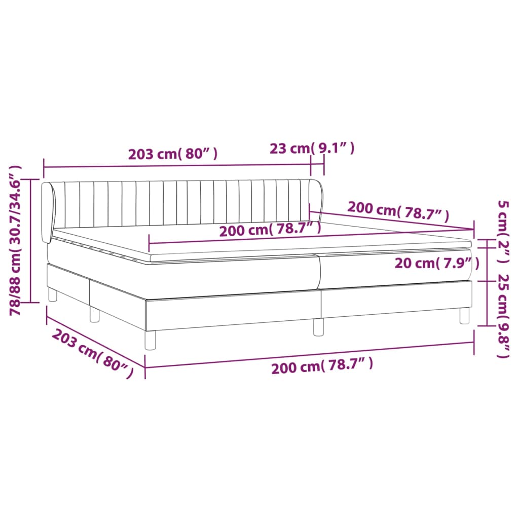 kontinentalseng med madras 200x200 cm stof sort