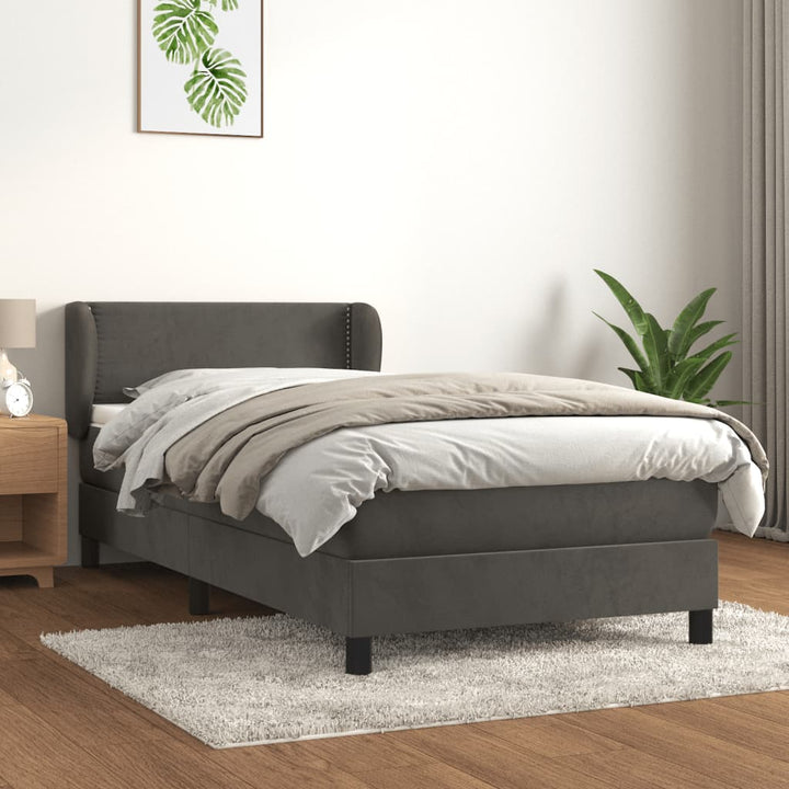 kontinentalseng med madras 80x200 cm fløjl mørkegrå