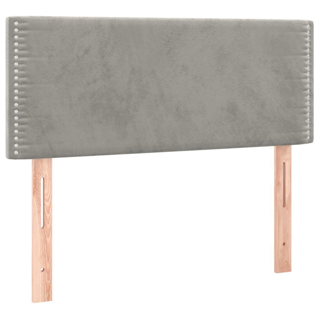 kontinentalseng med madras 90x190 cm fløjl lysegrå