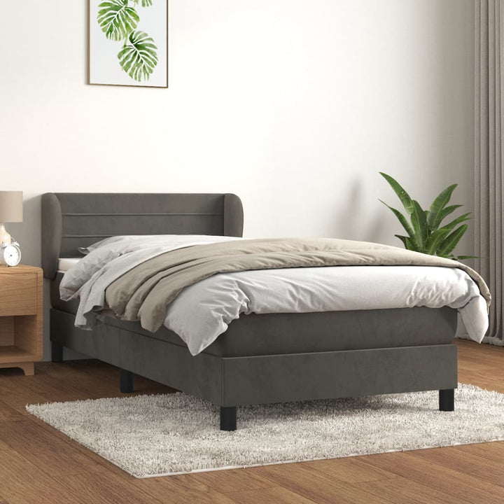 kontinentalseng med madras 90x190 cm fløjl mørkegrå