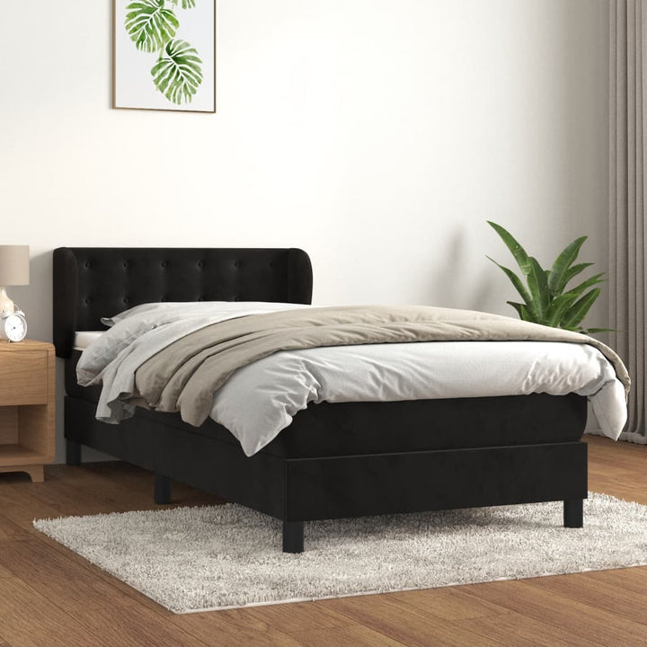 kontinentalseng med madras 80x200 cm fløjl sort