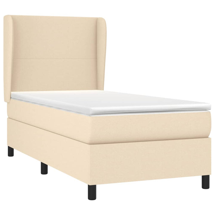 kontinentalseng med madras 90x190 cm stof cremefarvet