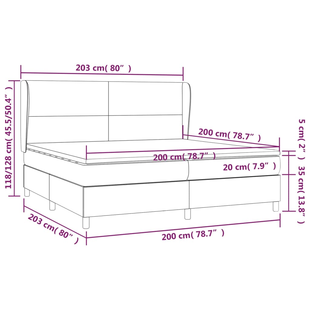 kontinentalseng med madras 200x200 cm stof sort