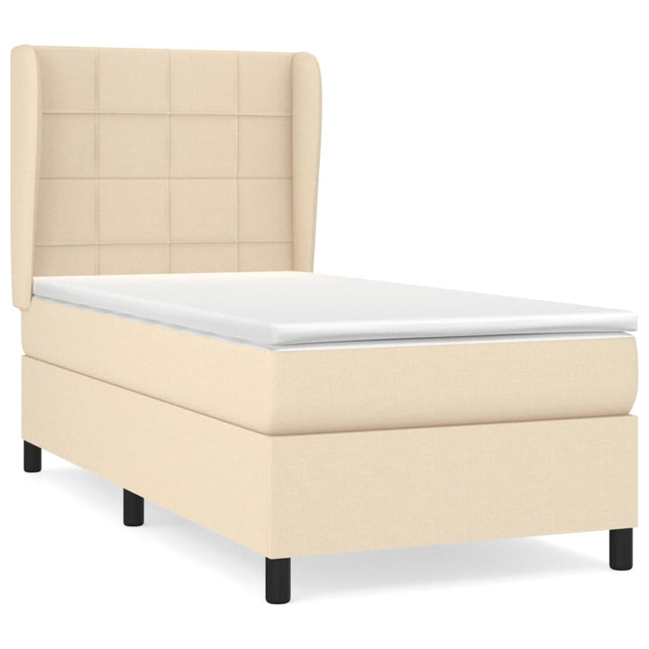 kontinentalseng med madras 90x190 cm stof cremefarvet