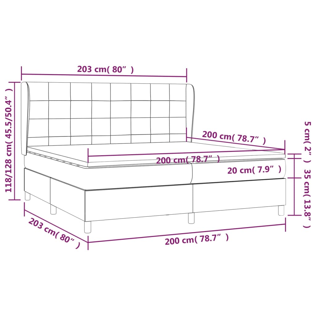 kontinentalseng med madras 200x200 cm stof sort
