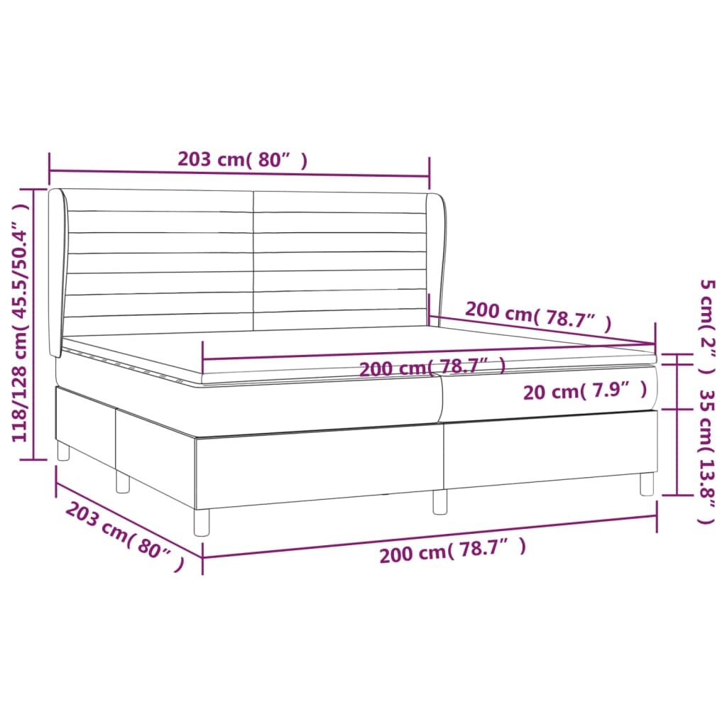 kontinentalseng med madras 200x200 cm stof sort