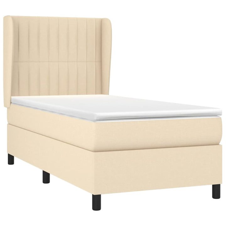 kontinentalseng med madras 90x190 cm stof cremefarvet