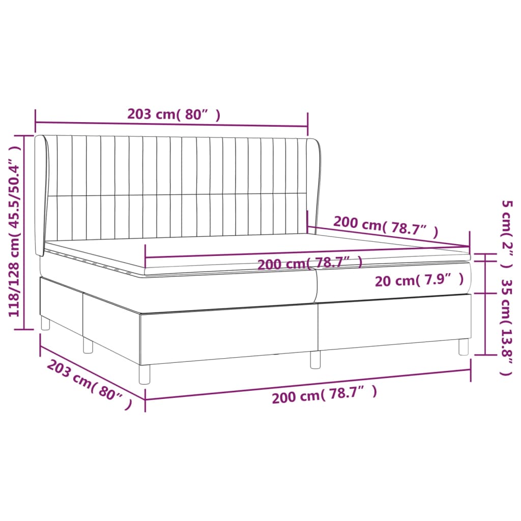 kontinentalseng med madras 200x200 cm stof sort