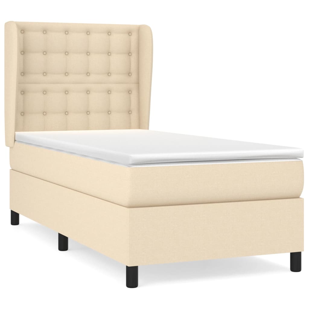 kontinentalseng med madras 90x190 cm stof cremefarvet