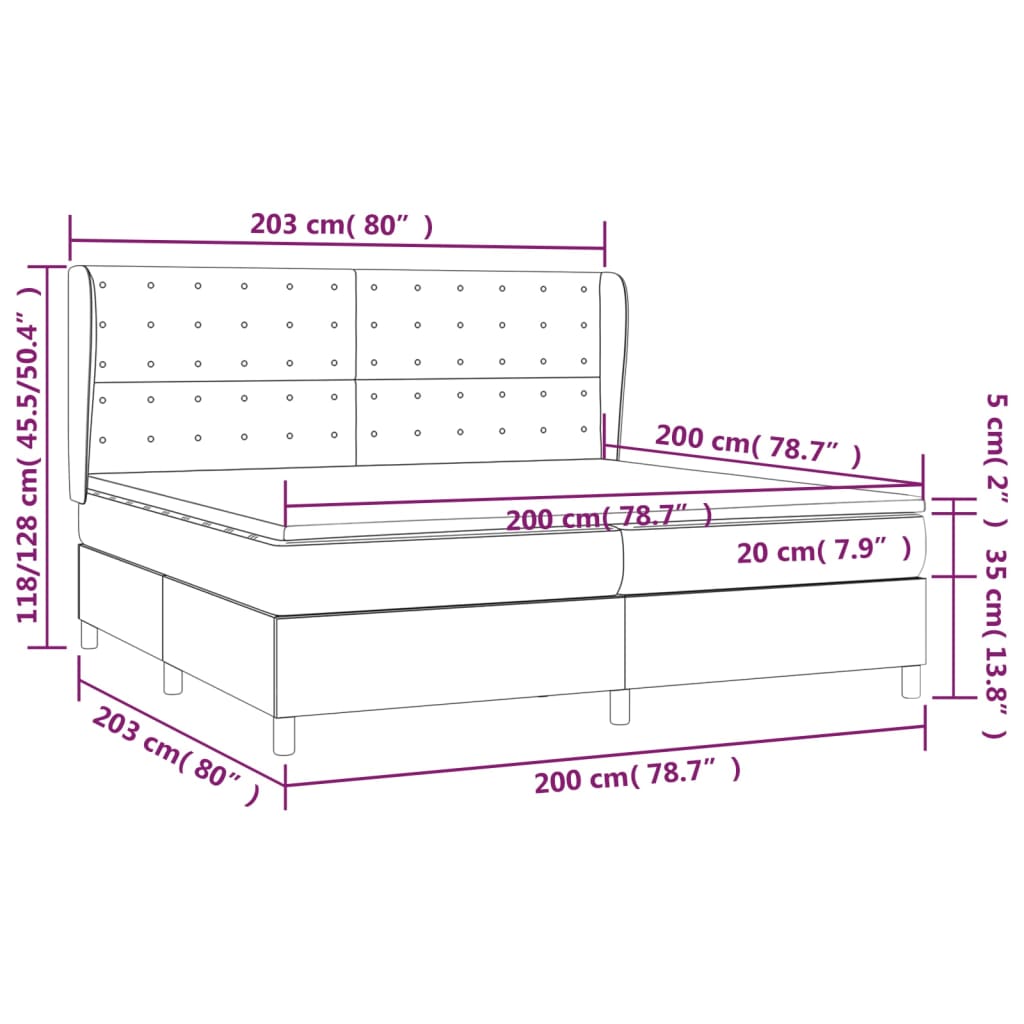kontinentalseng med madras 200x200 cm stof sort