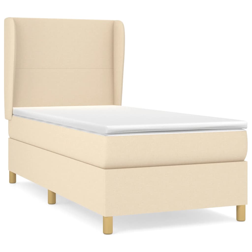 kontinentalseng med madras 90x190 cm stof cremefarvet