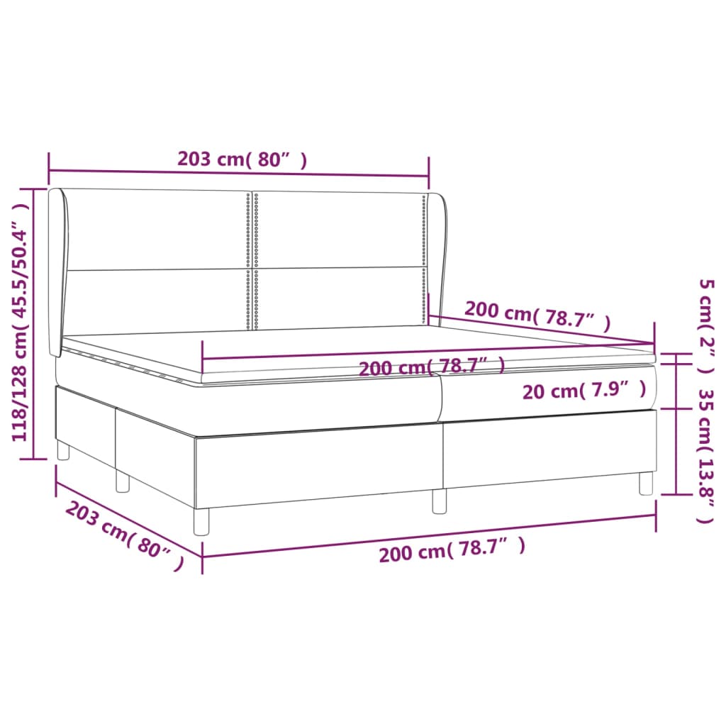 kontinentalseng med madras 200x200 cm stof sort
