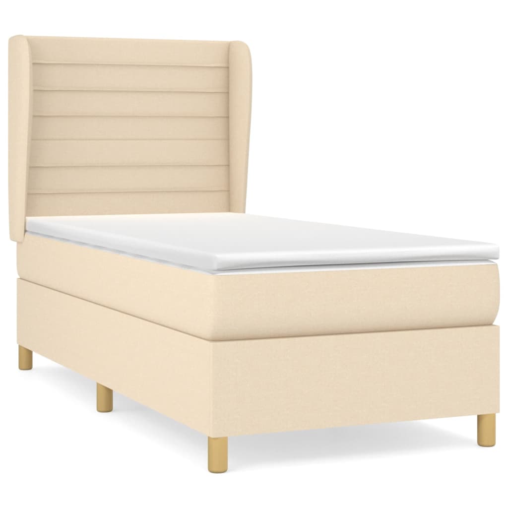 kontinentalseng med madras 90x190 cm stof cremefarvet