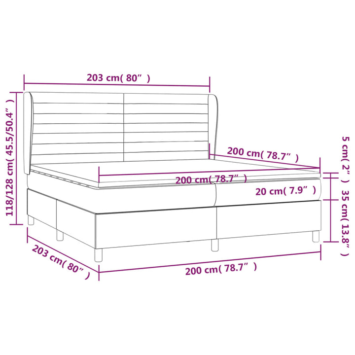 kontinentalseng med madras 200x200 cm stof sort